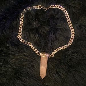 One of a Kind Handmade rose quartz and pyrite necklace